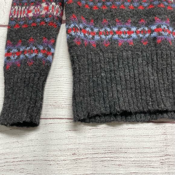 American Eagle Pink Gray Wool blend Sweater Nordic Patterned Pullover Size S - Picture 5 of 10